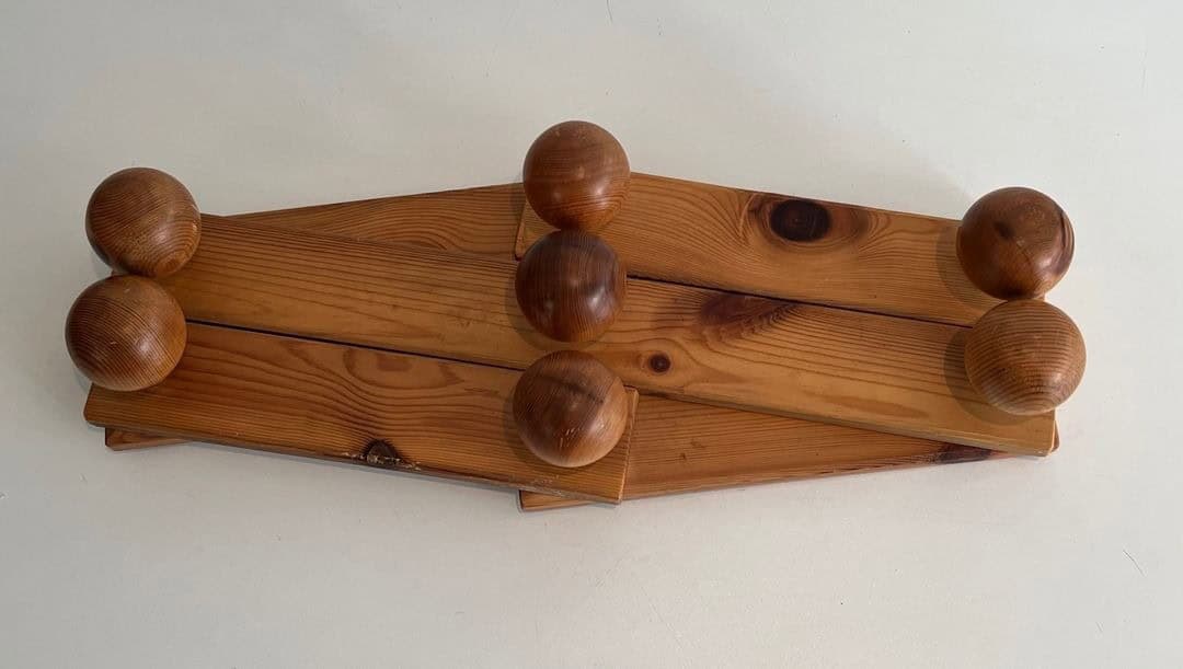 Charlotte Perriand Style Pine Accordion Coat Hanger - Front Retracted View - Styylish
