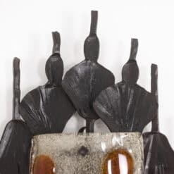 Mazzega Brutalist Cast Glass and Wrought Iron Wall Sconces - Top Detail - Styylish