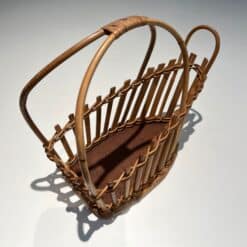French 1970s Rattan Bottle Holder - Top View - Styylish