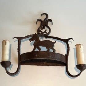 Pair of French 1950s Wrought Iron Animal Wall Lights