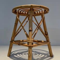 Jean Royère Style Rattan Drum Stool - Image 5