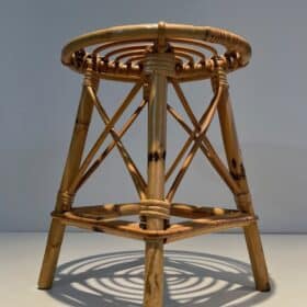 Jean Royère Style Rattan Drum Stool