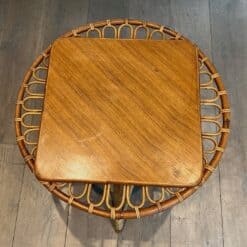 French Mid-Century Trampoline Rattan Coffee Table - Image 5