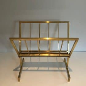 French 1970s Brass Magazine Rack