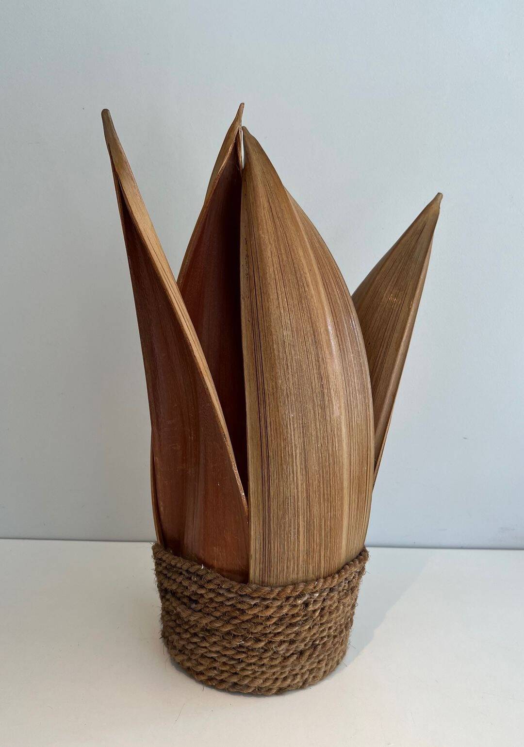 French 1970s Rattan Palm Tree Lamp - Image 5