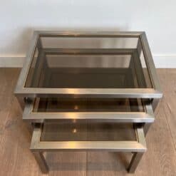 Guy Lefèvre Style Smoked Glass Nesting Tables - Image 5