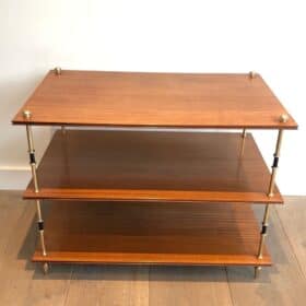 Maison Jansen Mahogany and Brass Three-Tier Side Tables