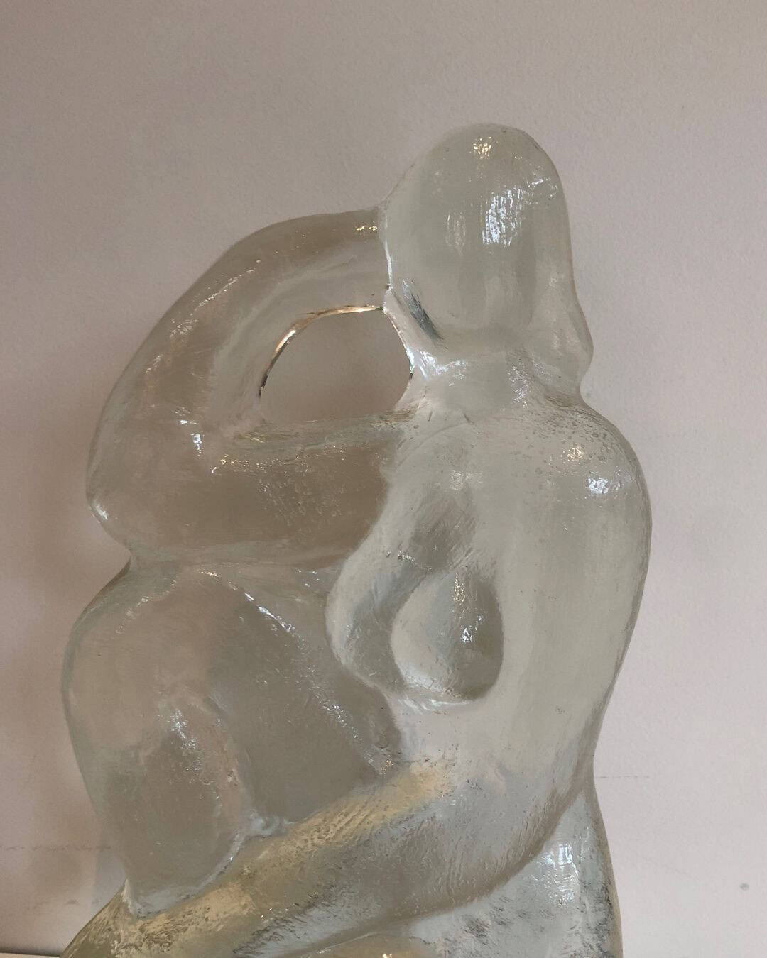 French Art Deco Style Clear Glass Female Nude Sculpture - Top Detail - Styylish