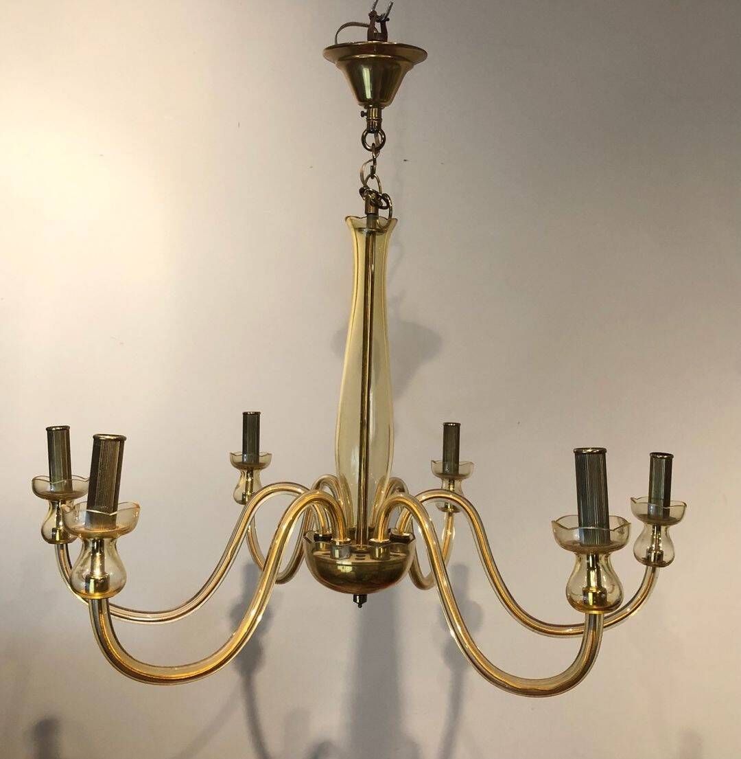 Pair of 1970s Murano Champagne Glass Chandeliers - Image 5