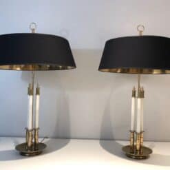 Pair of French Adjustable Table Lamps, Brass White Lacquer, Circa 1940 - Image 5