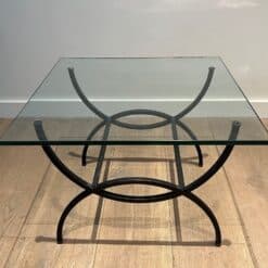 French Mid-Century Black Iron and Glass Side Tables - Image 5