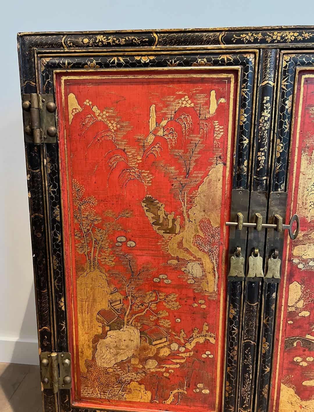 Lacquered Chinoiserie Cabinet, French Art Déco, circa 1940 - Image 5