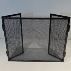Blackened Steel Three-Panel Fireplace Screen - Front View Folded Three - Styylish