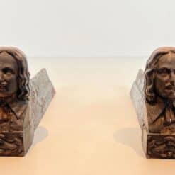 Beethoven Cast Iron Andirons - Front Pair View Two - Styylish