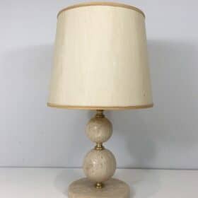 Travertine and Brass Table Lamp, Italy, Circa 1970