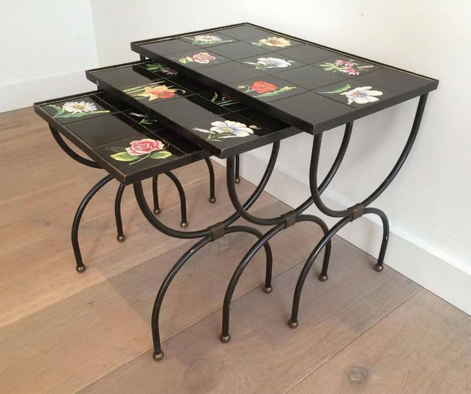 Set of Nesting Tables in Ceramic and Metal, Circa 1950 - Image 6