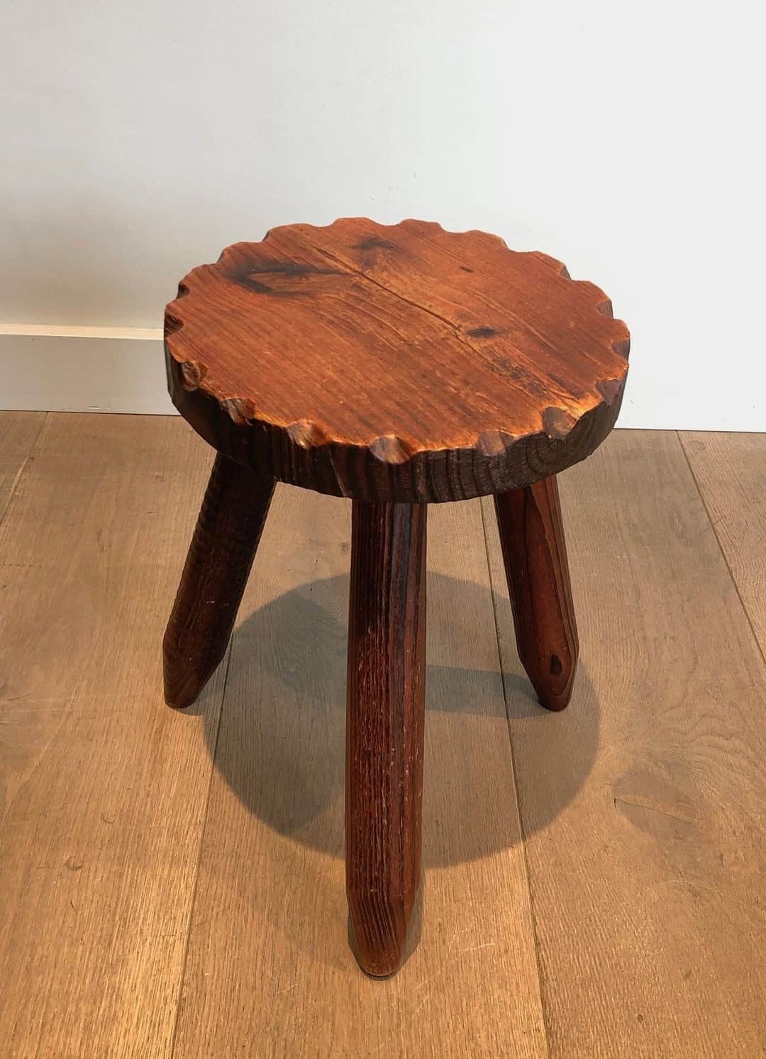 French Brutalist Pine Stools - Image 6