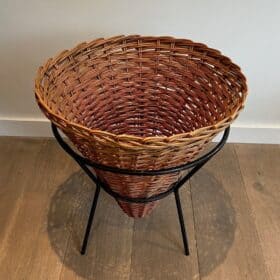French Mid-Century Rattan Planters