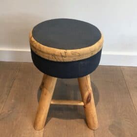 Pair of Solid Pine Stools, French Work, circa 1970
