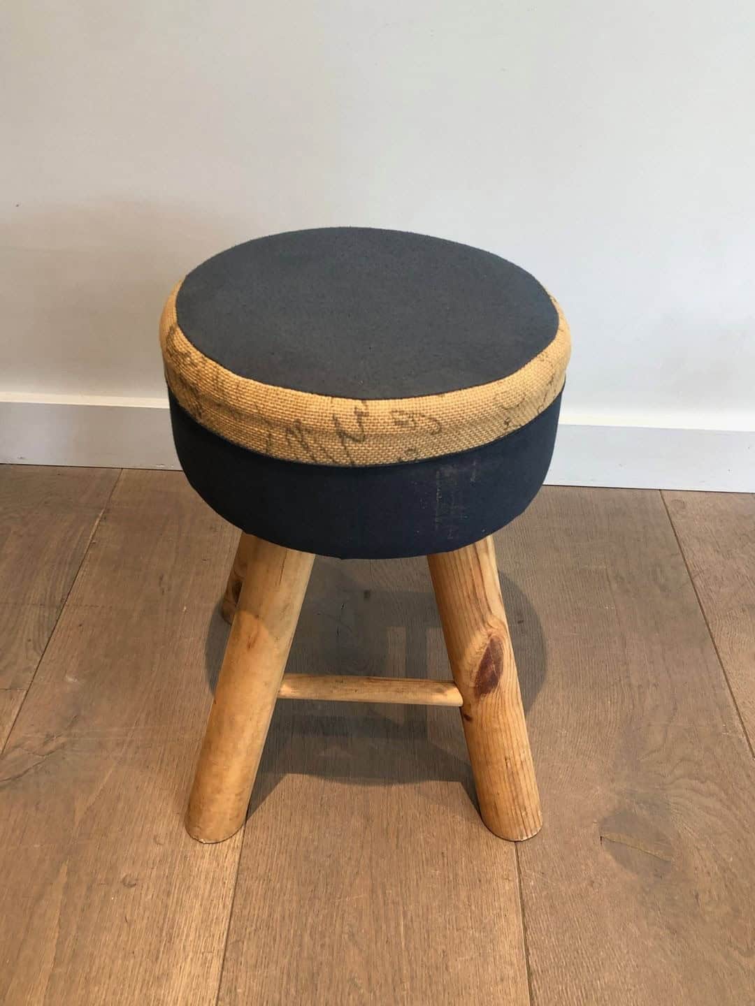 Pair of Solid Pine Stools, French Work, circa 1970 - Image 6