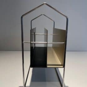 French 1960s Chrome and Black and White Magazine Rack