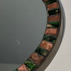 French Mid-Century Ceramic and Brass Round Mirror - Edge Detail - Styylish