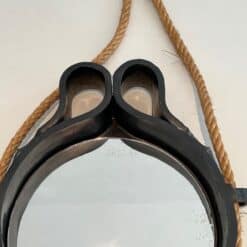 French Black Ceramic Hanging Mirror - Top Detail - Styylish