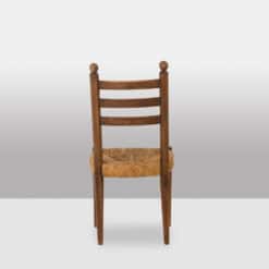 Set of 8 Vintage Oak and Straw-Seated Chairs - Rear View - Styylish
