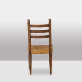Set of 8 Vintage Oak and Straw-Seated Chairs