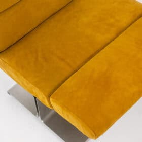 Paul Geoffroy for Uginox, Pair of brushed steel armchairs. 1970s.