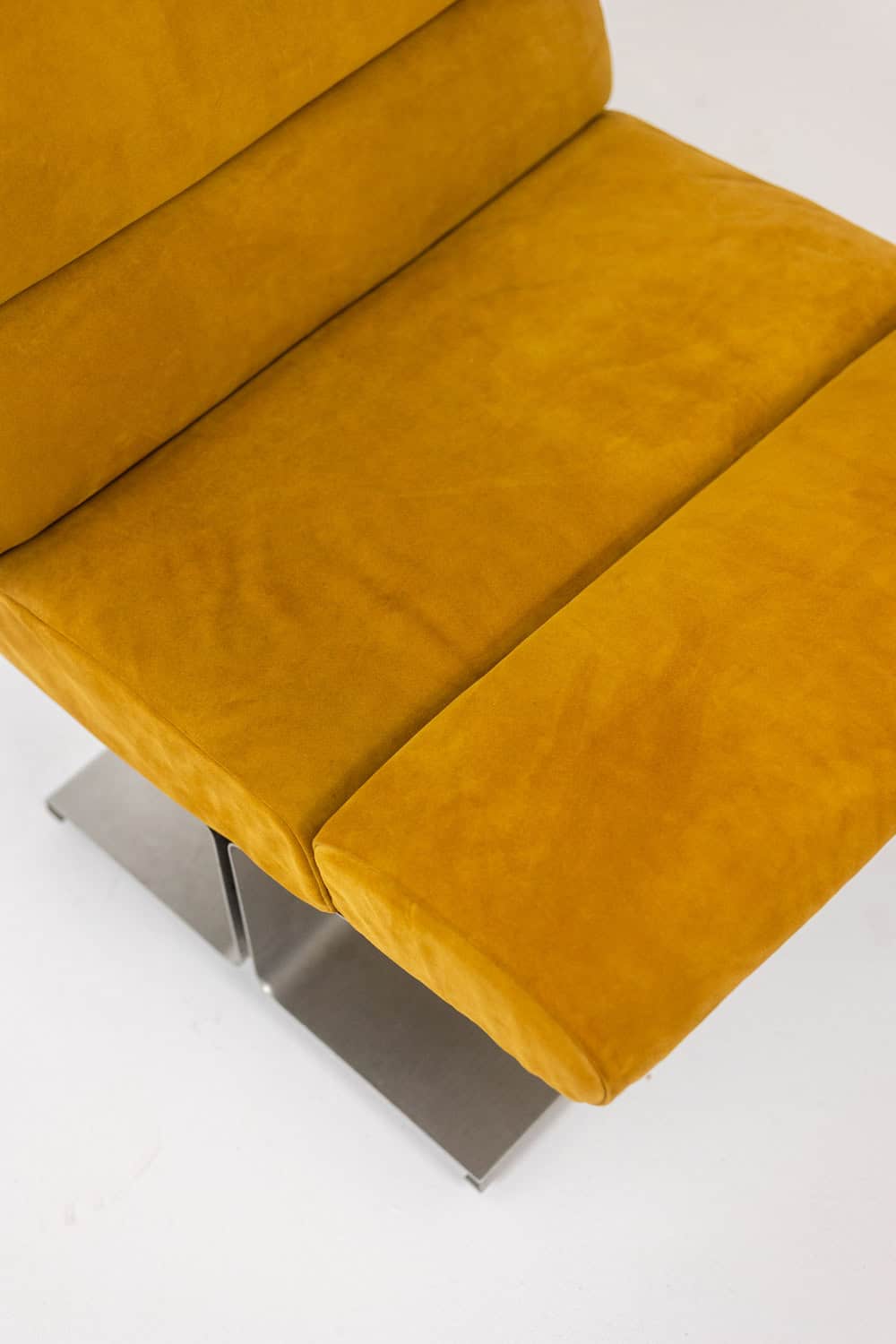 Paul Geoffroy for Uginox, Pair of brushed steel armchairs. 1970s. - Image 6