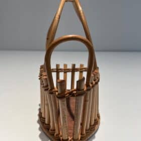 French 1970s Rattan Bottle Holder