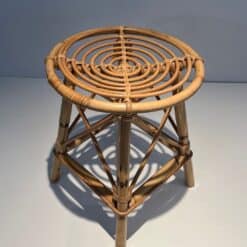 Jean Royère Style Rattan Drum Stool - Image 6