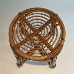 French 1940s–1950s Rattan Drum Stool - Image 6