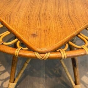 French Mid-Century Trampoline Rattan Coffee Table