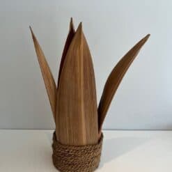 French 1970s Rattan Palm Tree Lamp - Image 6
