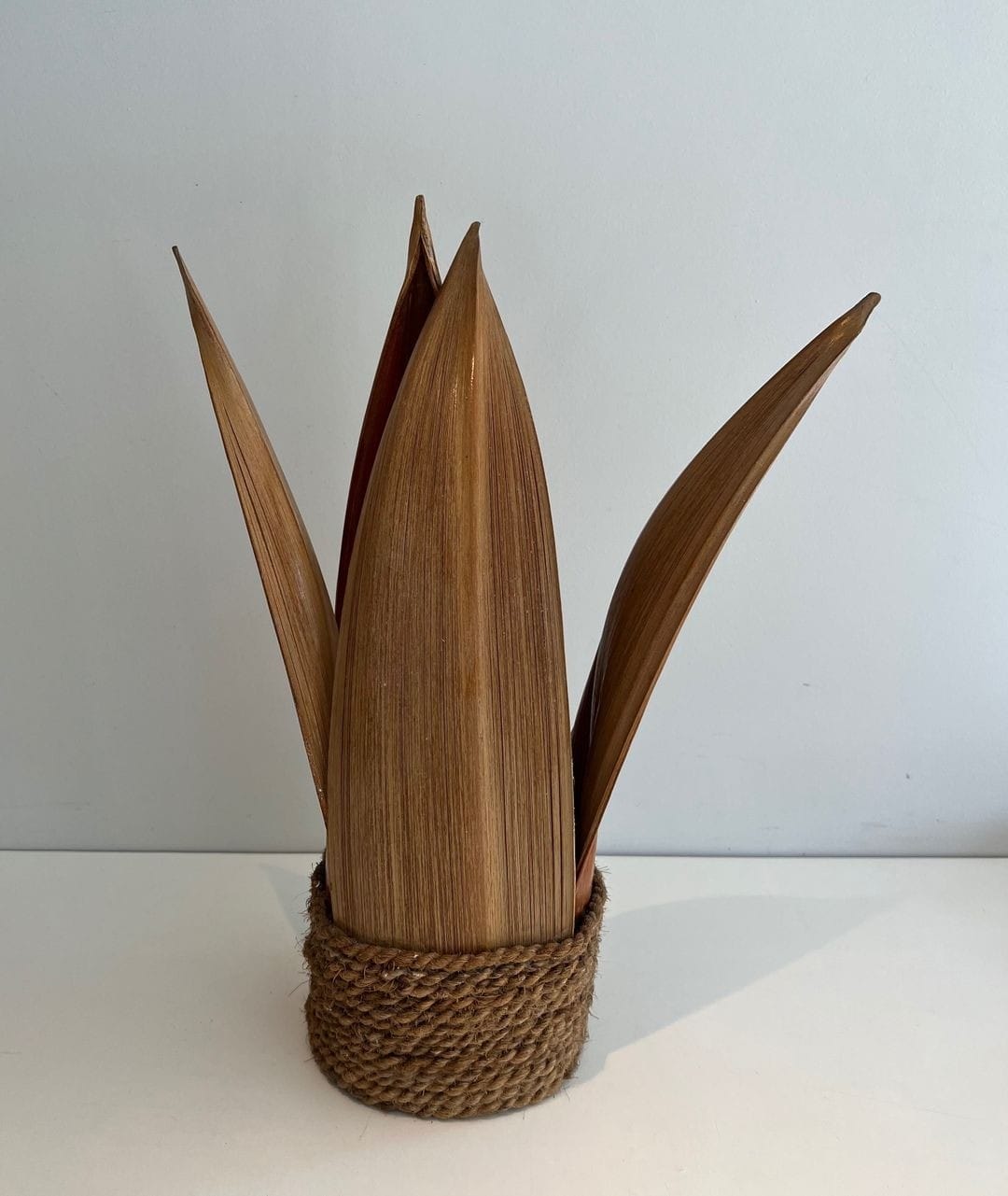 French 1970s Rattan Palm Tree Lamp - Image 6