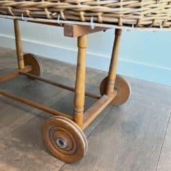 French 1940s Vintage Rattan Baby Cradle - Image 6