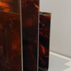 French 1970s Faux Tortoiseshell Plexiglass and Brass Magazine Rack - Image 6
