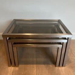 Guy Lefèvre Style Smoked Glass Nesting Tables - Image 6