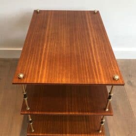 Maison Jansen Mahogany and Brass Three-Tier Side Tables