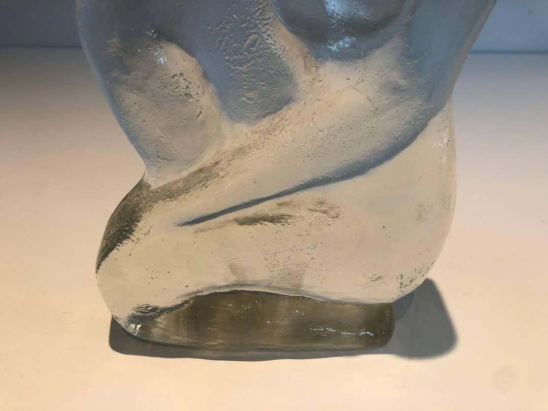 French Art Deco Style Clear Glass Female Nude Sculpture - Base Detail - Styylish