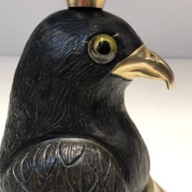 Pair of Signed French Carved Wood Eagle Candlesticks