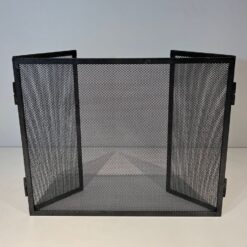 Blackened Steel Three-Panel Fireplace Screen - Front View Folded Four - Styylish