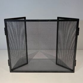 Blackened Steel Three-Panel Fireplace Screen
