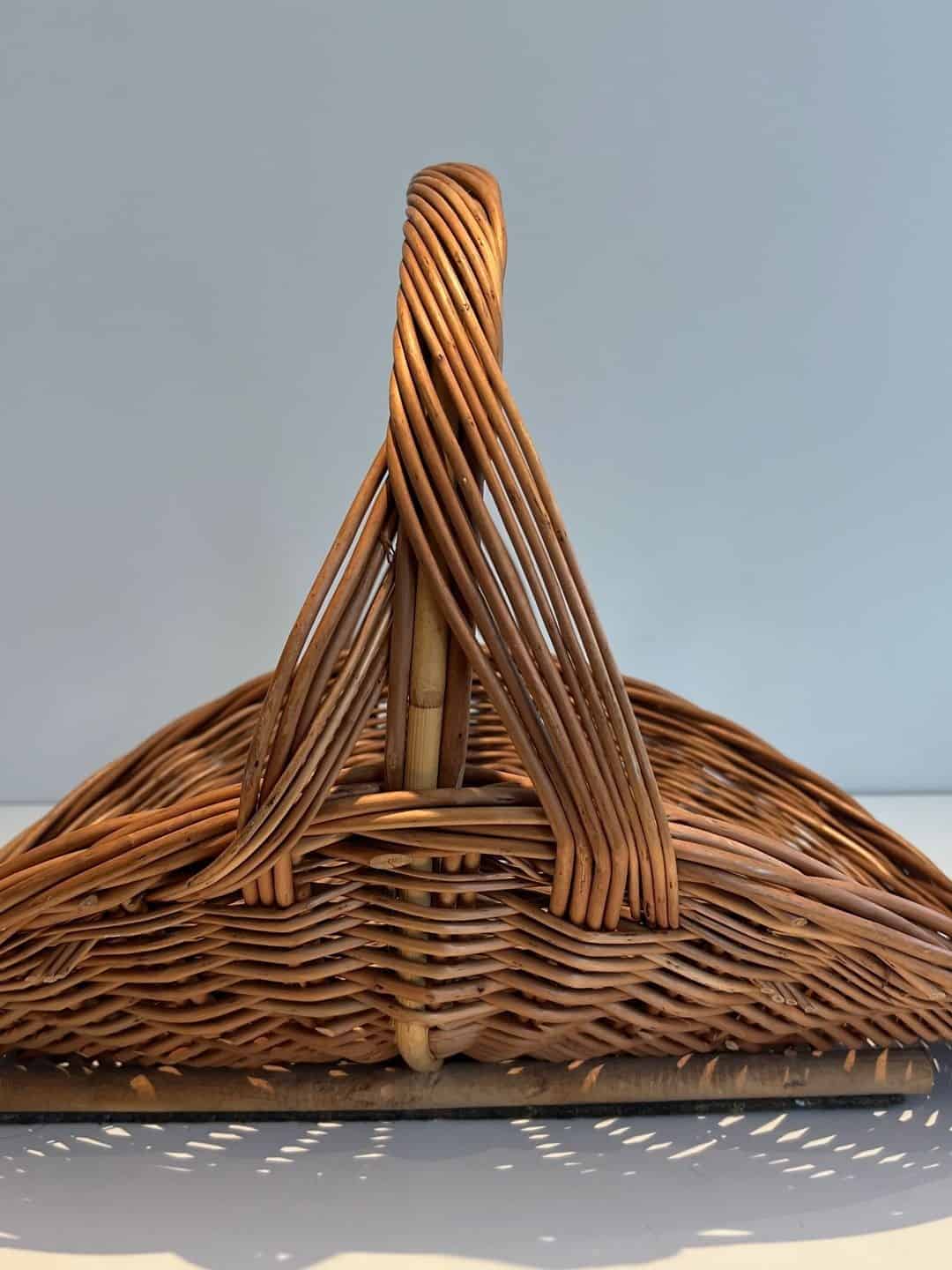 French Rattan Wicker Log Basket - Side View Without Logs - Styylish