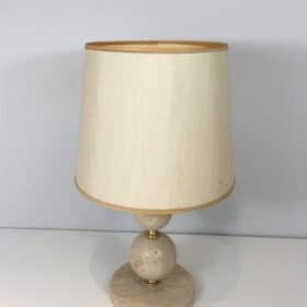 Travertine and Brass Table Lamp, Italy, Circa 1970