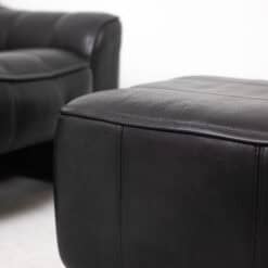 De Sede Black Leather Armchair and Ottoman - Ottoman View - Styylish