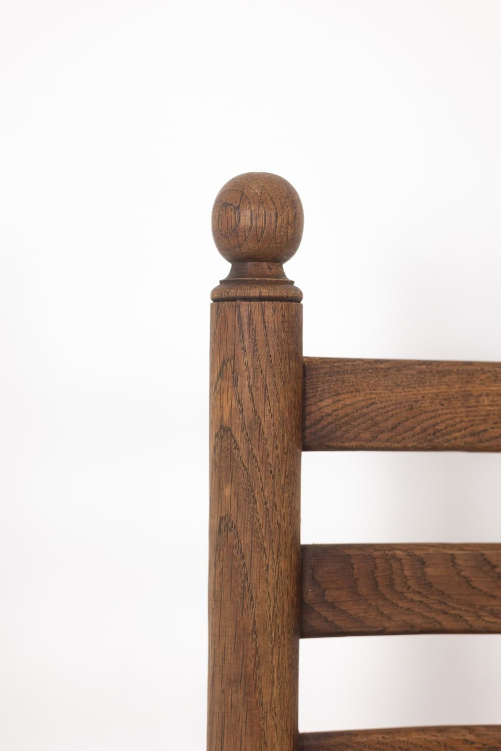 Set of 8 Vintage Oak and Straw-Seated Chairs - Back Detail - Styylish