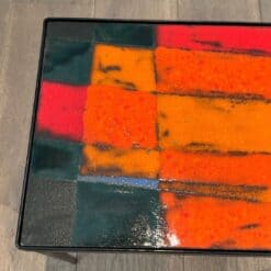 French Mid-Century Hand-Painted Ceramic Tile Side Table - Ceramic Detail One - Styylish